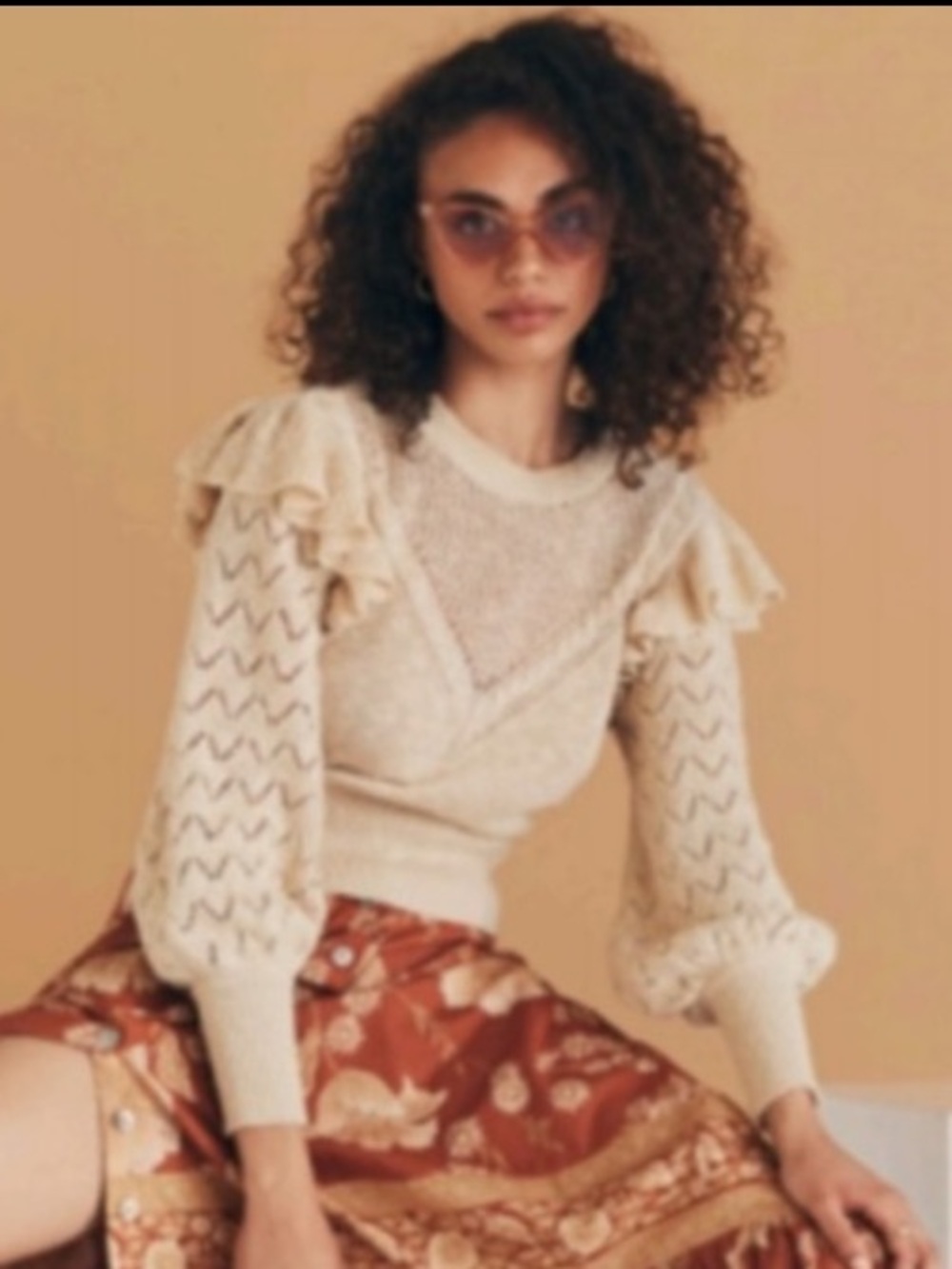 Spell Willow Frill Jumper Sweater Ecru